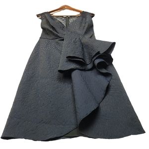 BADGLEY MISCHKA Jacquard Cascade Ruffle Midi Dress Sz 10